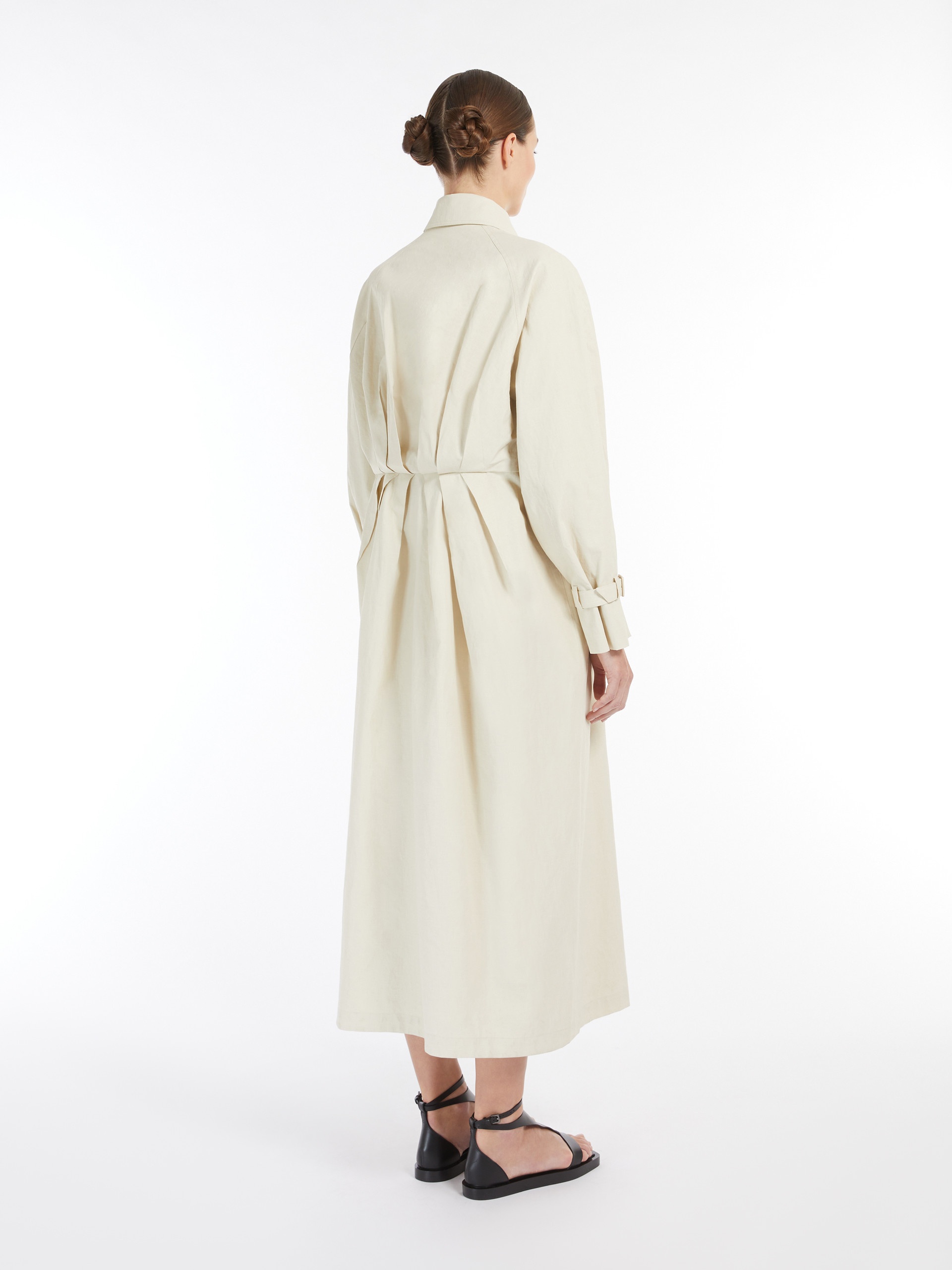 RONCO Long linen cloth trench coat - 4
