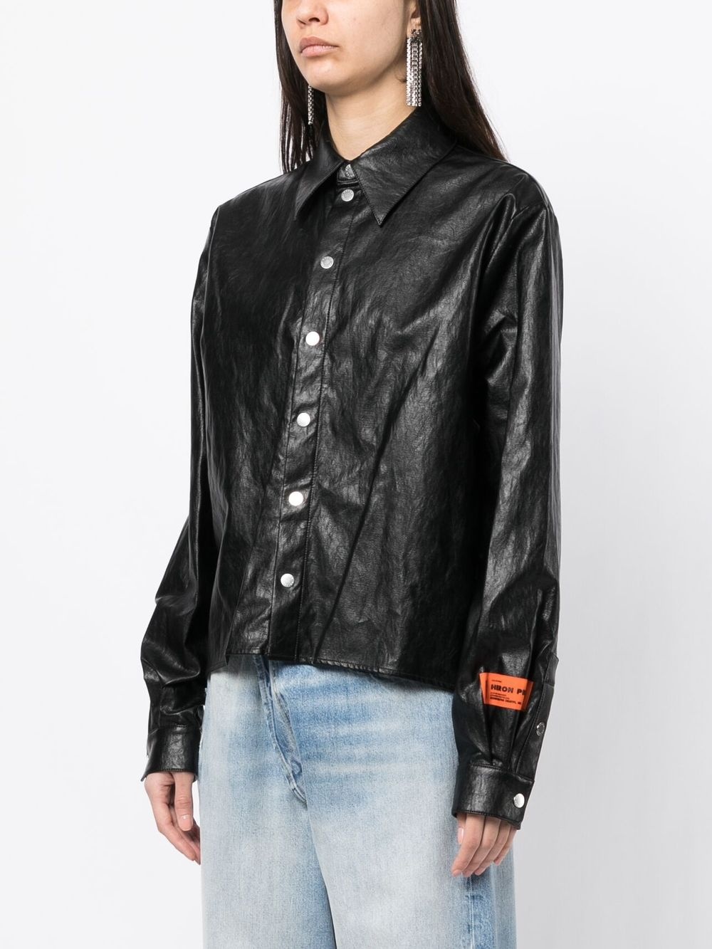 shimmer-finish long-sleeve shirt - 3
