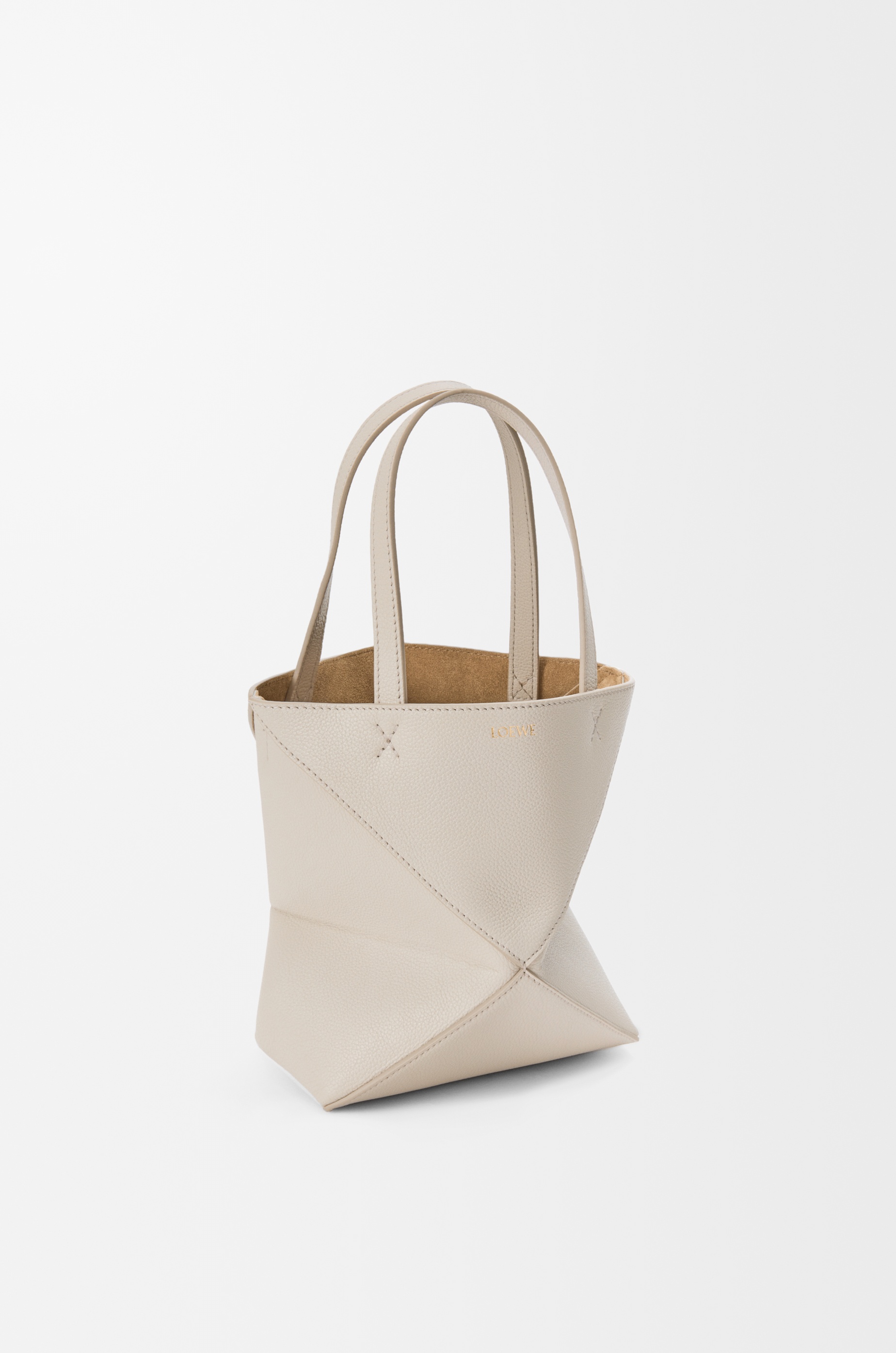 Mini Puzzle Fold tote in soft grained calfskin - 4