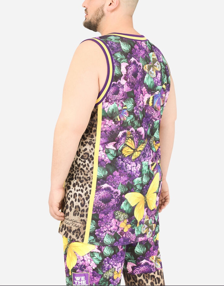 Butterfly-print cotton jersey singlet - 5