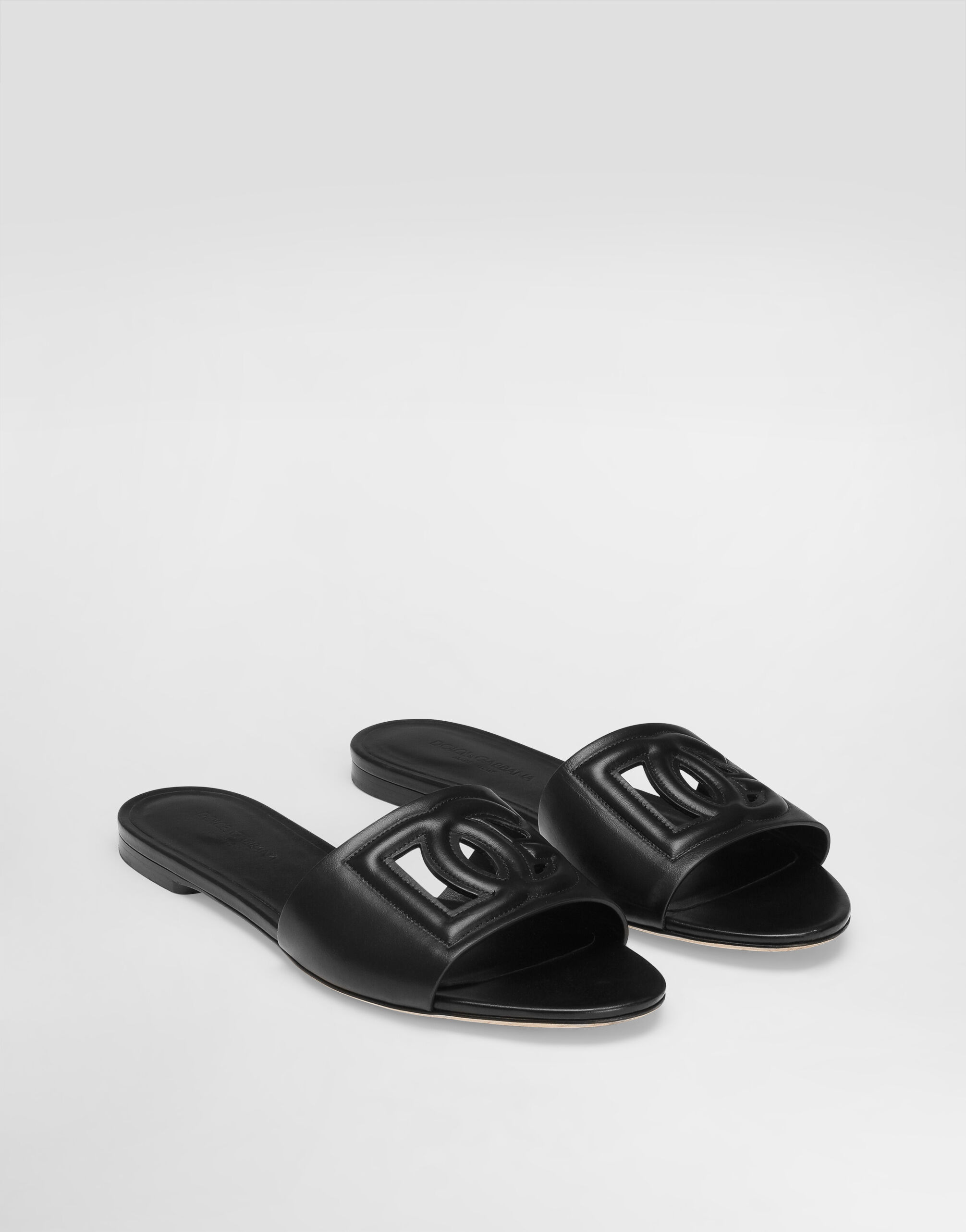 Calfskin sliders with DG Millennials logo - 2