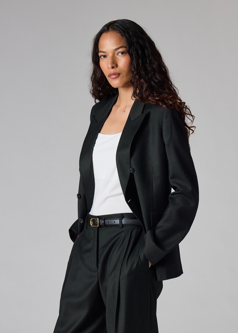 Women's Black Wool-Cashmere Flannel Blazer 9