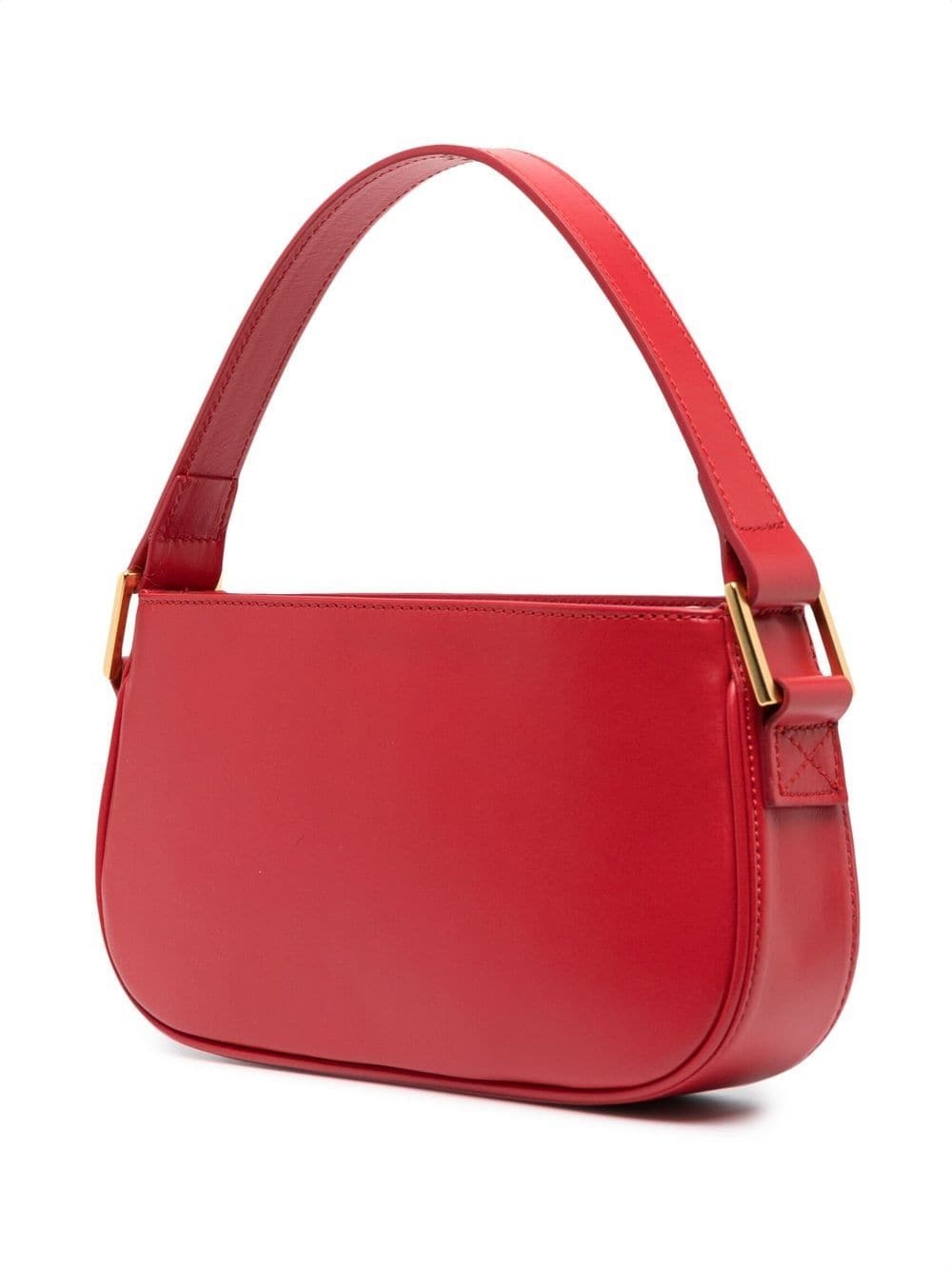 rhinestone-logo leather shoulder bag - 3