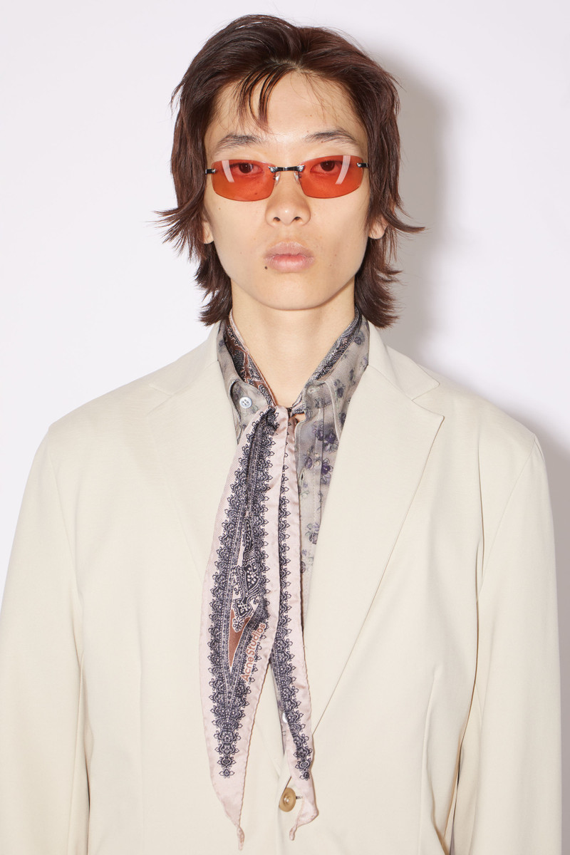 Printed silk scarf - Antique pink/aubergine purple 3