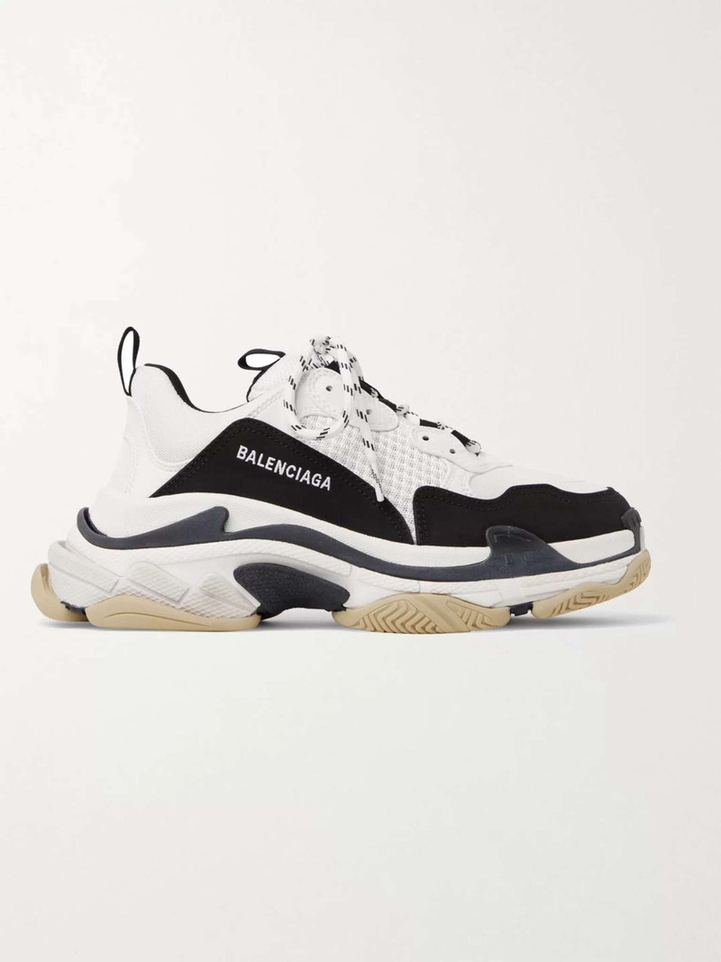 Triple S Mesh, Faux Nubuck and Faux Leather Sneakers - 1