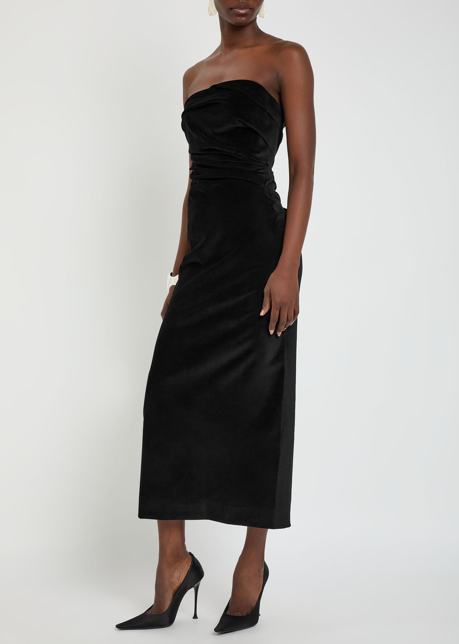 Tove Sabella Draped Velvet Midi Dress - 4
