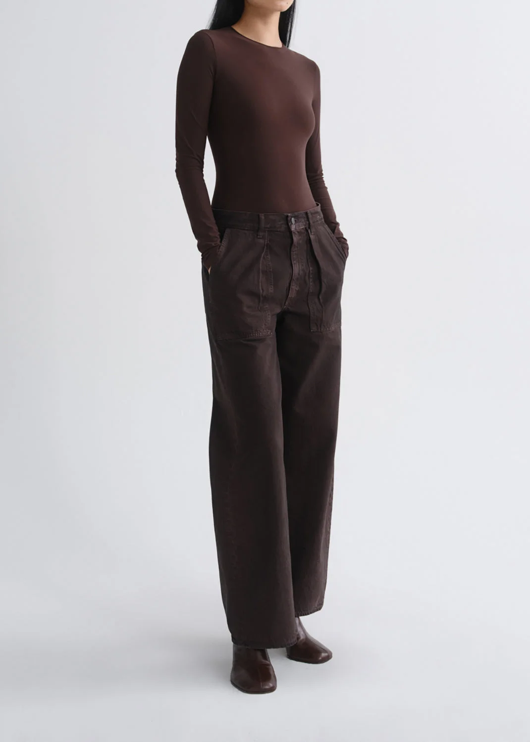 LOW CURVE UTILITY JEAN PETITE 29" IN DEEP ROAST - 1