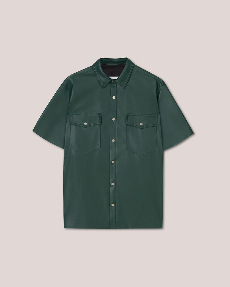 ADAM - OKOBOR™ alt-leather shirt - Pine green 1