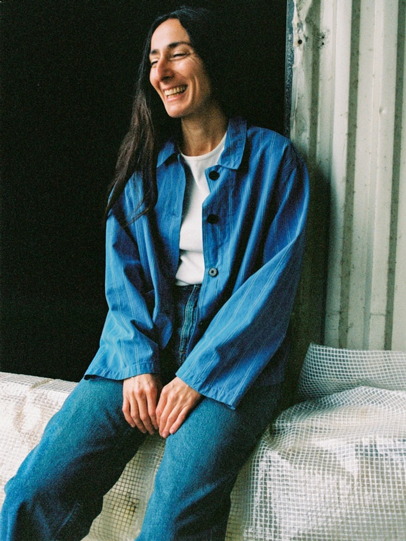 Nudie Jeans Kicki Striped Workwear Jacket Blue/Offwhite outlook