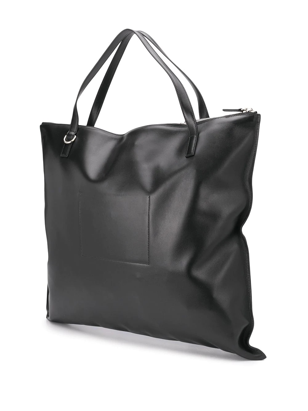 zip-up leather tote bag - 3