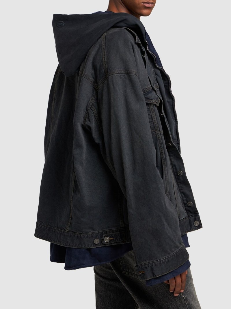 Layered silk & cotton denim jacket - 3