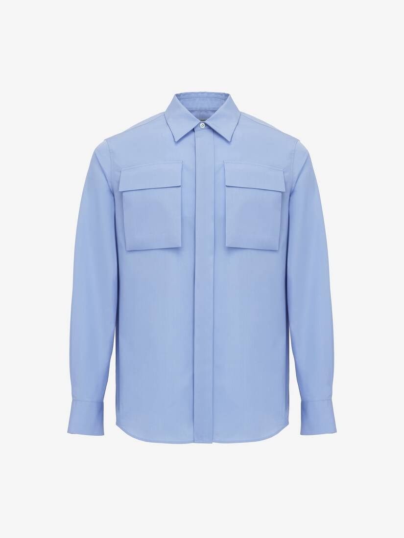 Men's Military Pocket Shirt in Bluebell - 1