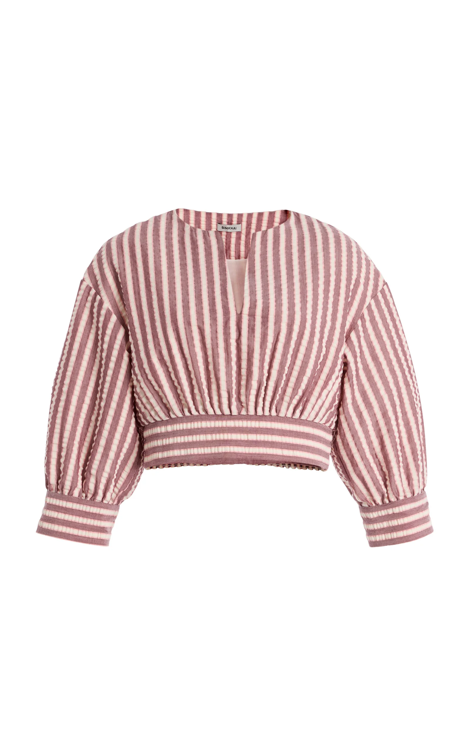 Noralie Striped Cotton-Blend Cropped Top pink - 1