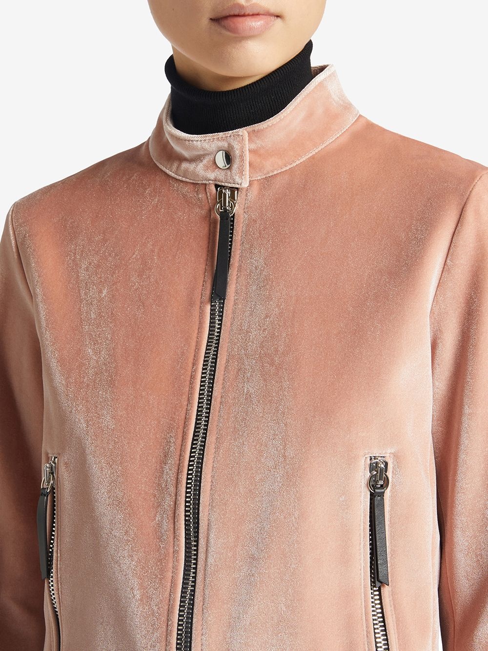 velvet zip-up jacket - 5