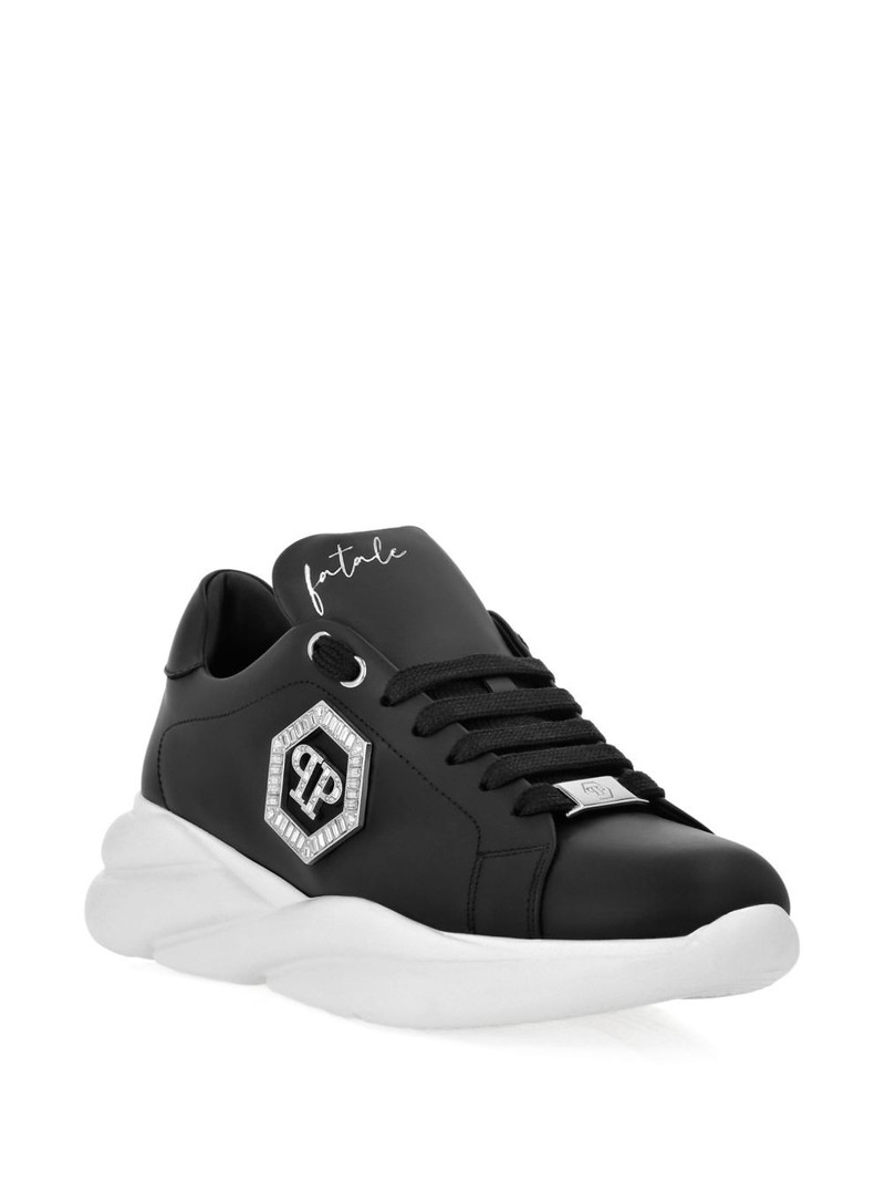 PHILIPP PLEIN crystal-embellished leather sneakers outlook