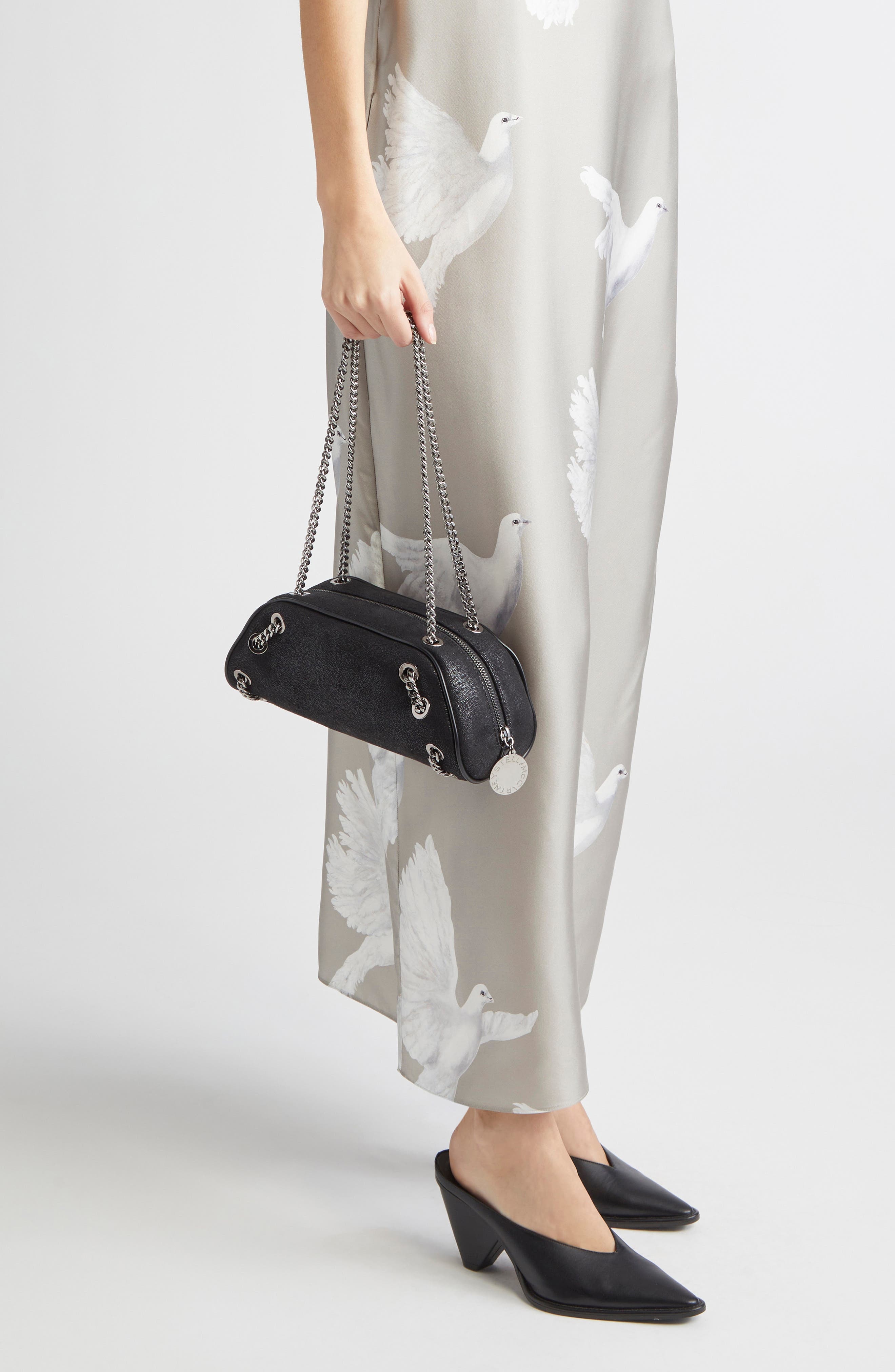 Stella McCartney Small Falabella Shaggy Deer Faux Leather Shoulder Bag in Black at Nordstrom - 3