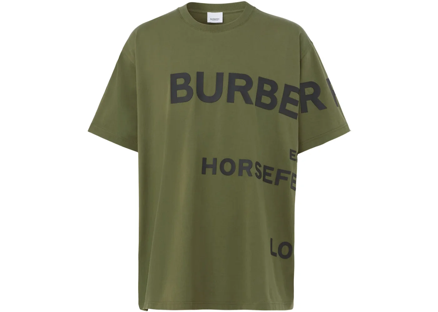 Burberry Horseferry Print Cotton Oversized T-shirt Olive/Black - 1