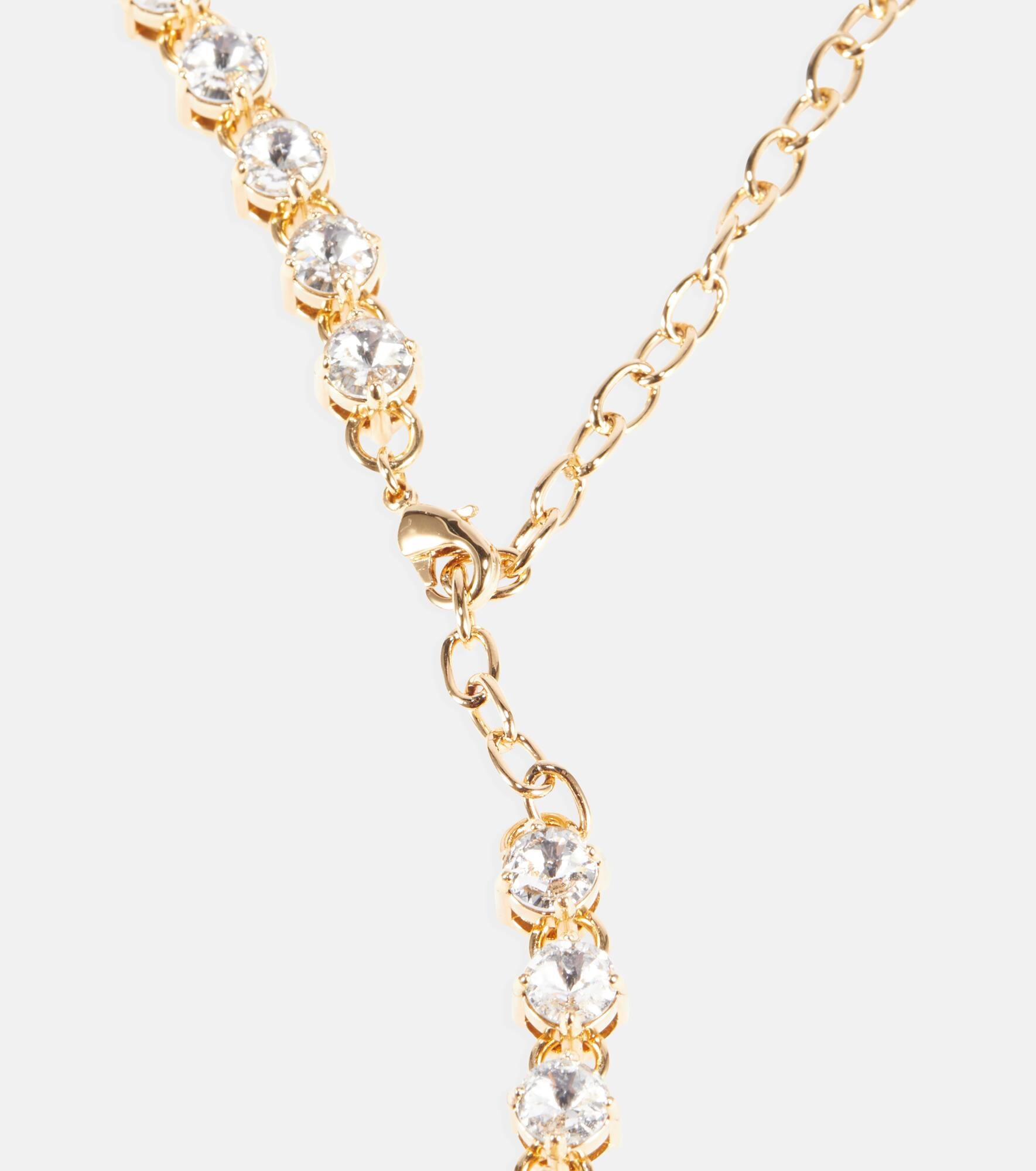 Logo crystal-embellished necklace - 2