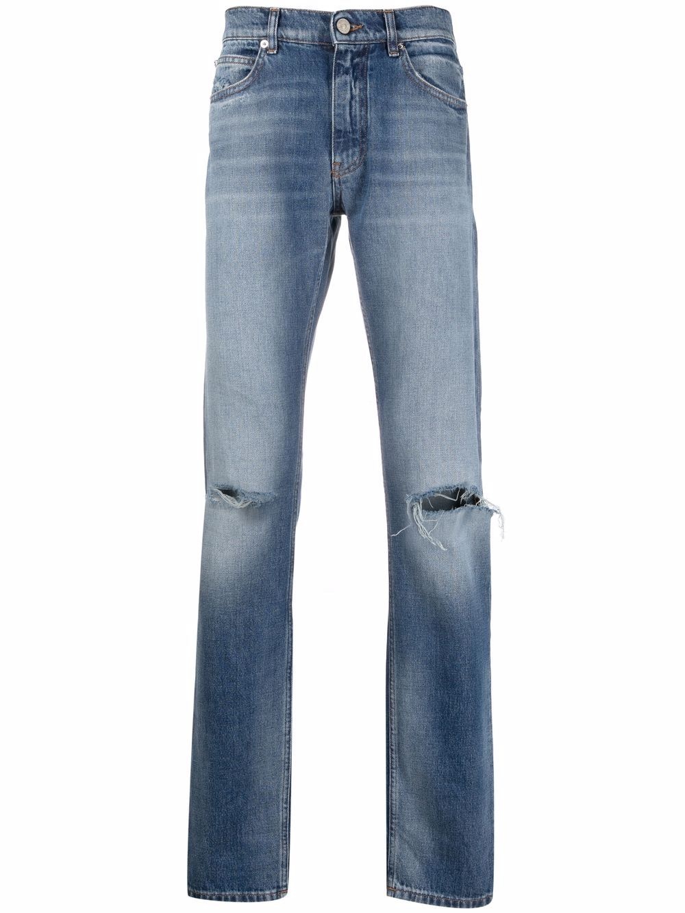 distressed-effect straight-leg jeans - 1