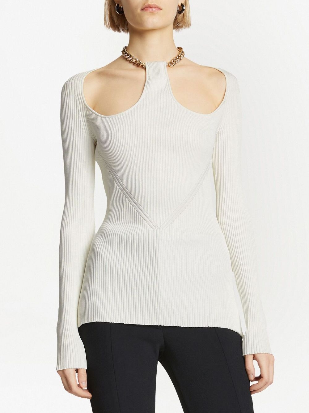 chain-detail ribbed-knit jumper - 5