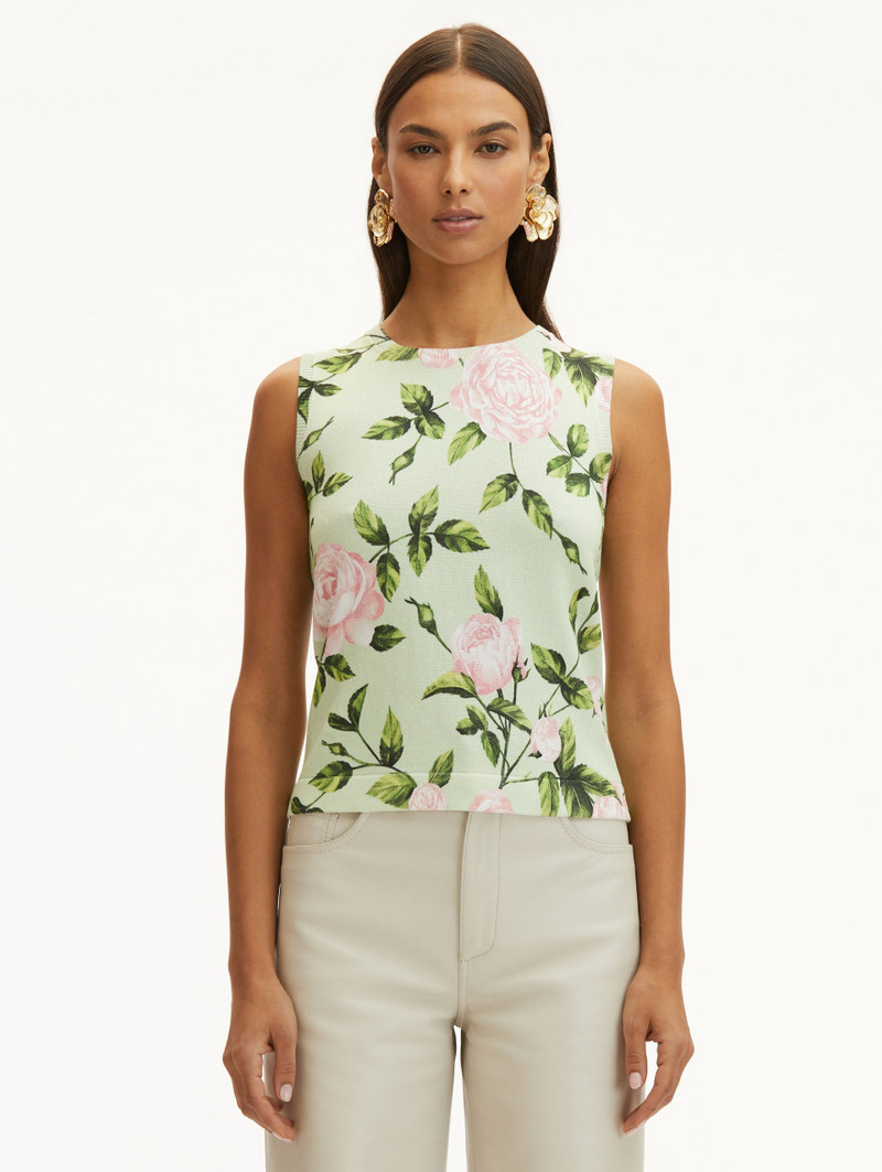 Oscar de la Renta ENGLISH ROSE PRINTED TANK outlook