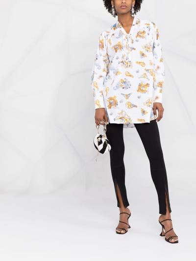 VERSACE JEANS COUTURE Barocco-print lace-up shirt outlook