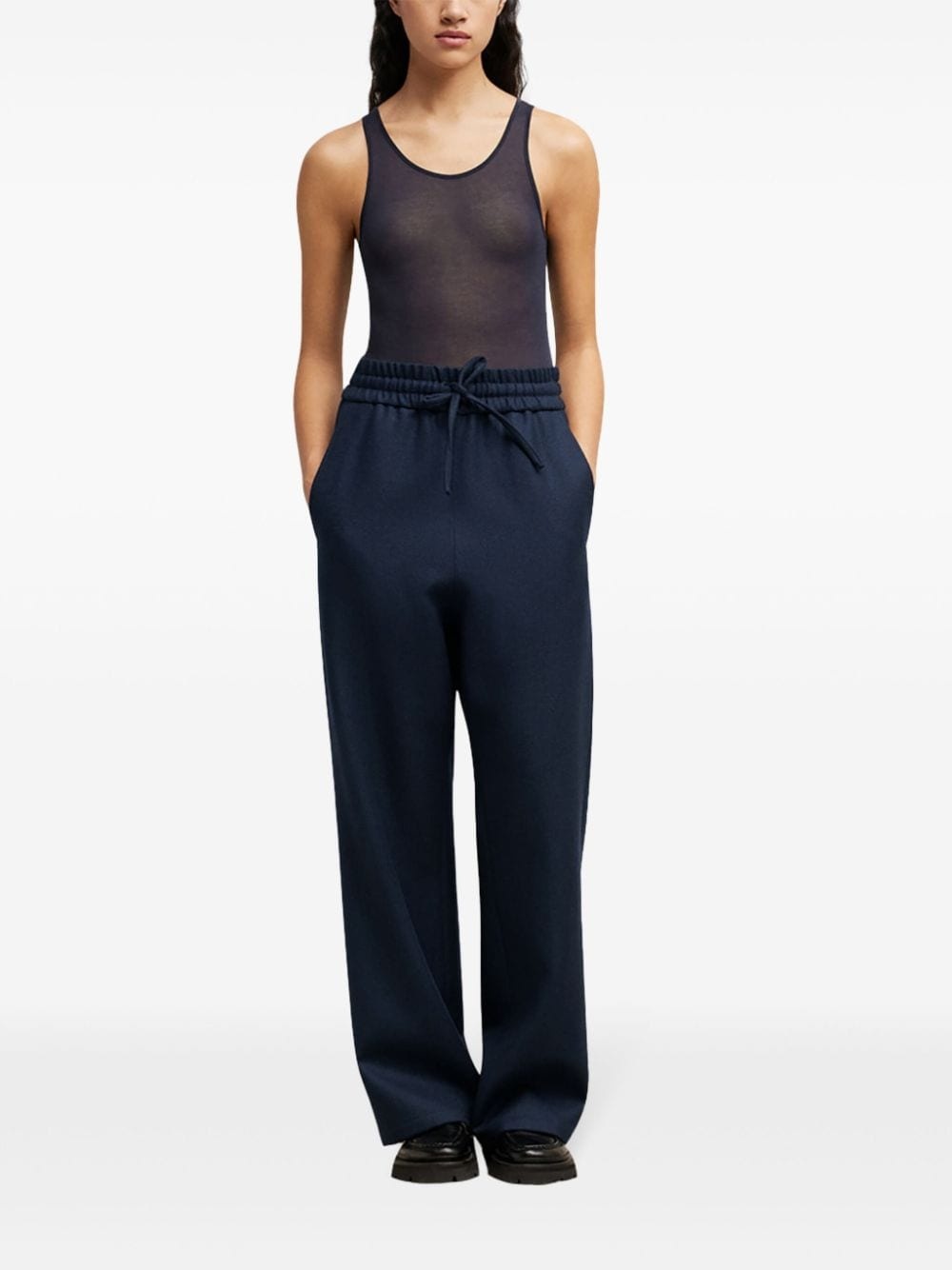 drawstring-waist wool trousers - 2