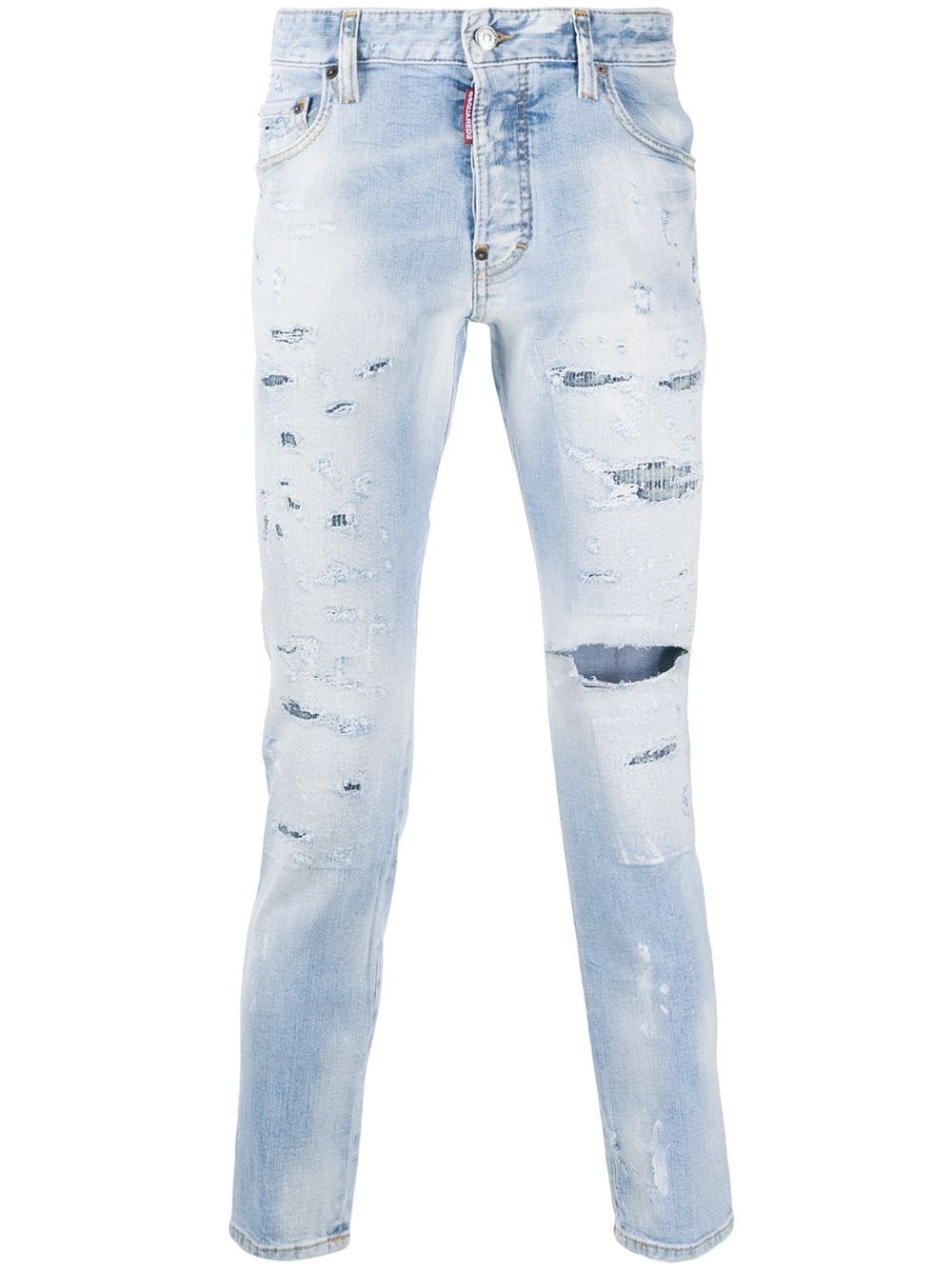 bleach wash distressed jeans - 1