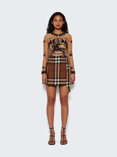 Burberry Check Wool Pleated Skirt Dark Birch Brown outlook