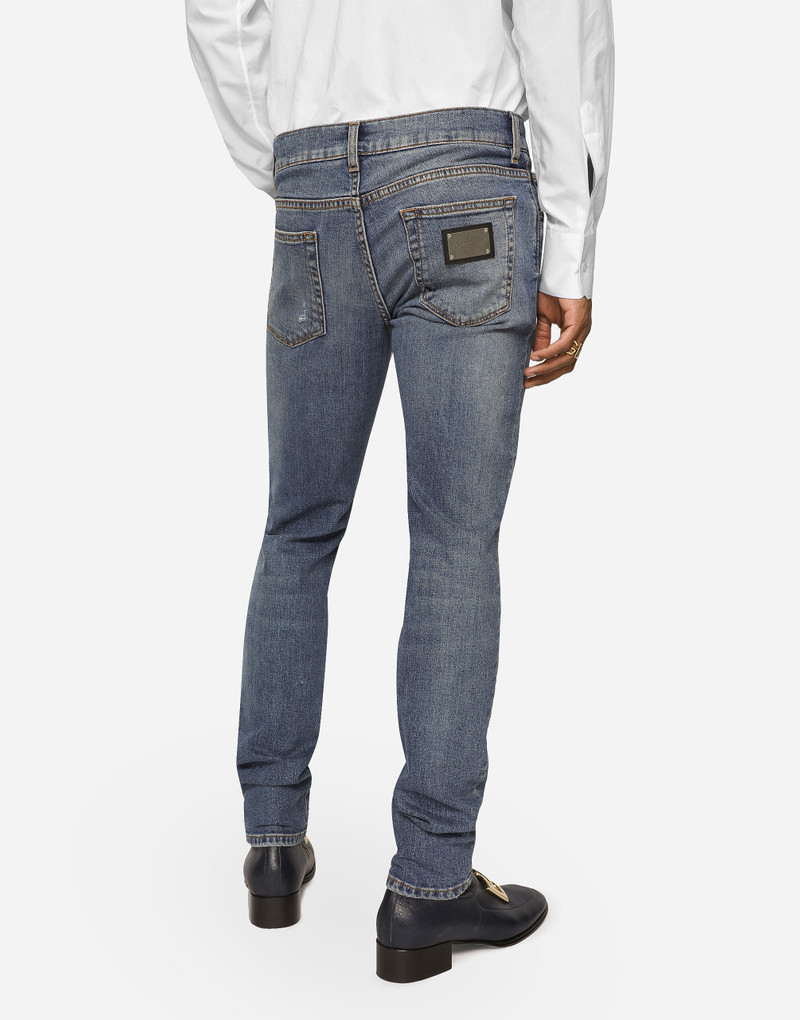 Washed 말라 붙은 stretch 청바지 와 whiskering 4