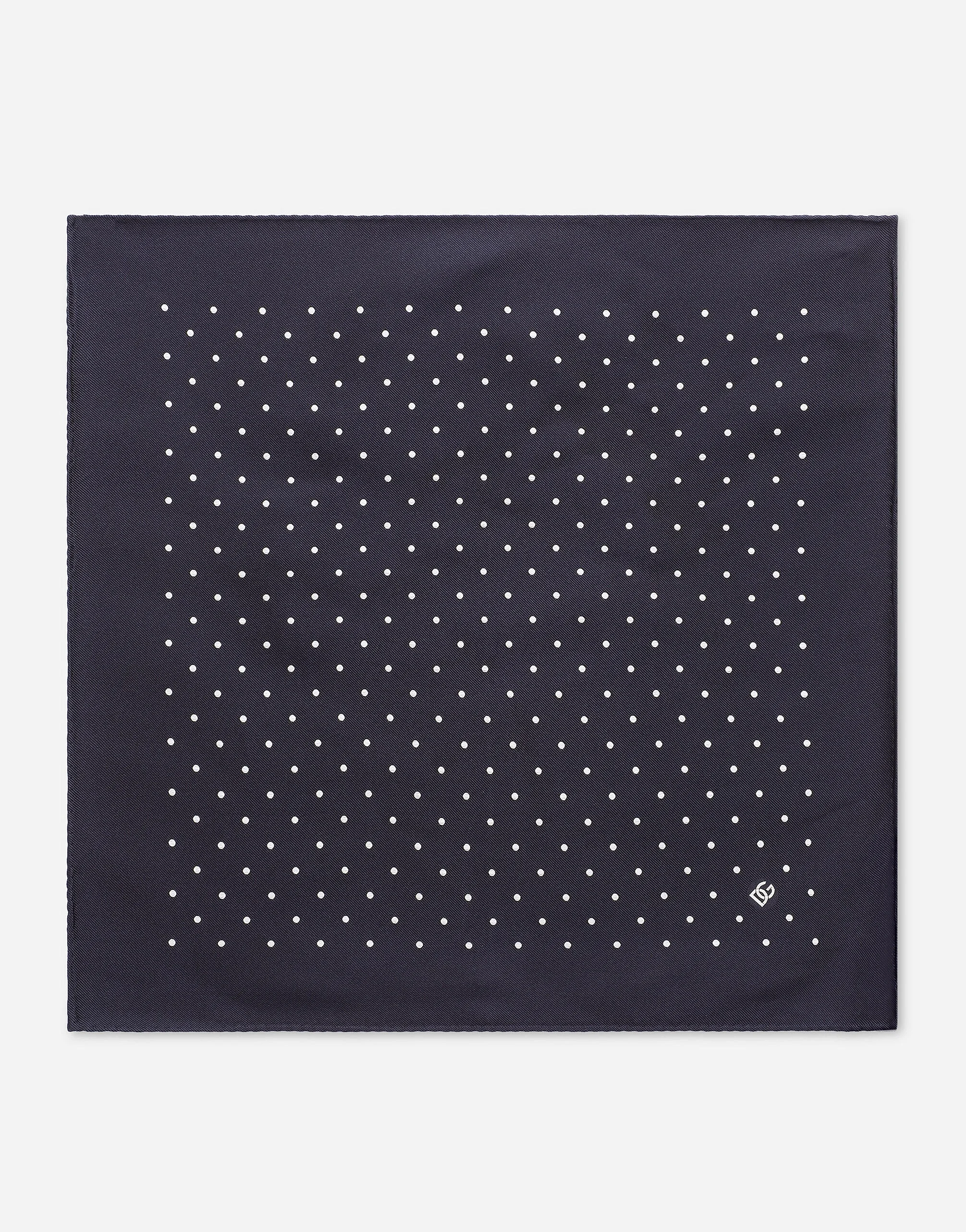 Silk jacquard pocket square with DG logo - 1