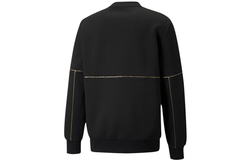 PUMA PUMA Luxe Crew Embroidered Logo Sports Round Neck Knit Pullover Black 534410-01 outlook