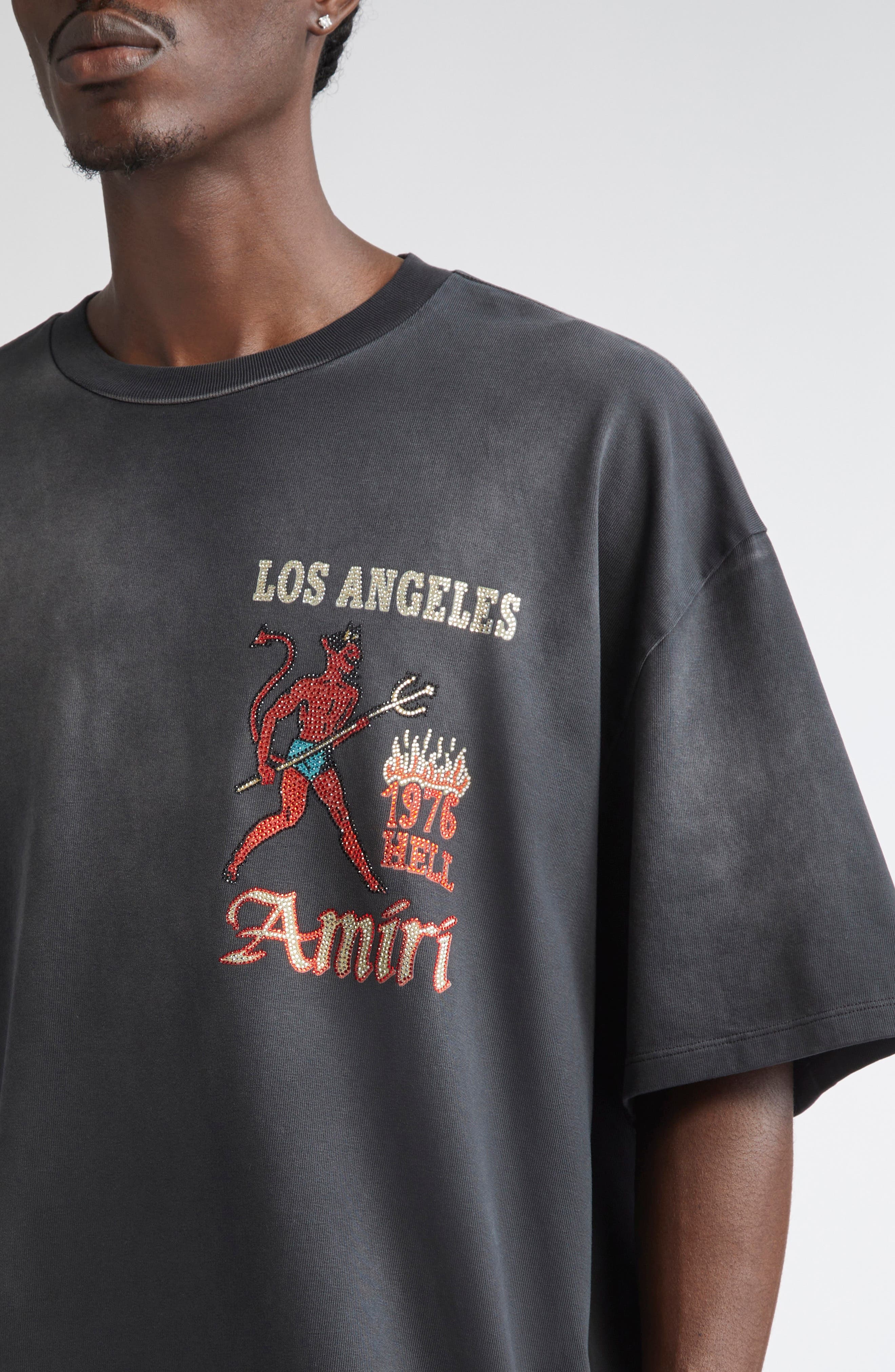 AMIRI Sinners Crystal Embellished T-Shirt in Black at Nordstrom - 5