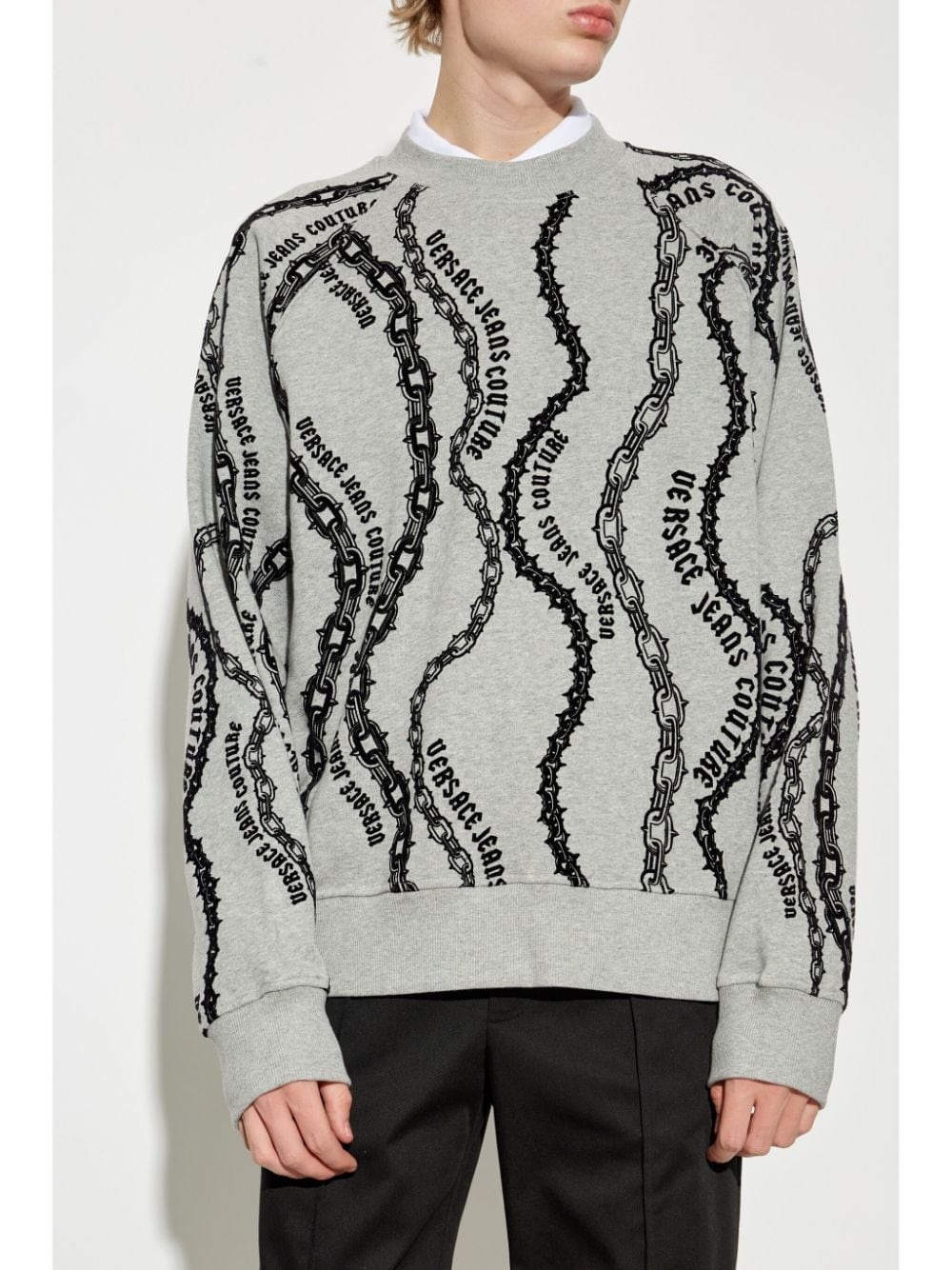 chain link-print sweatshirt - 3