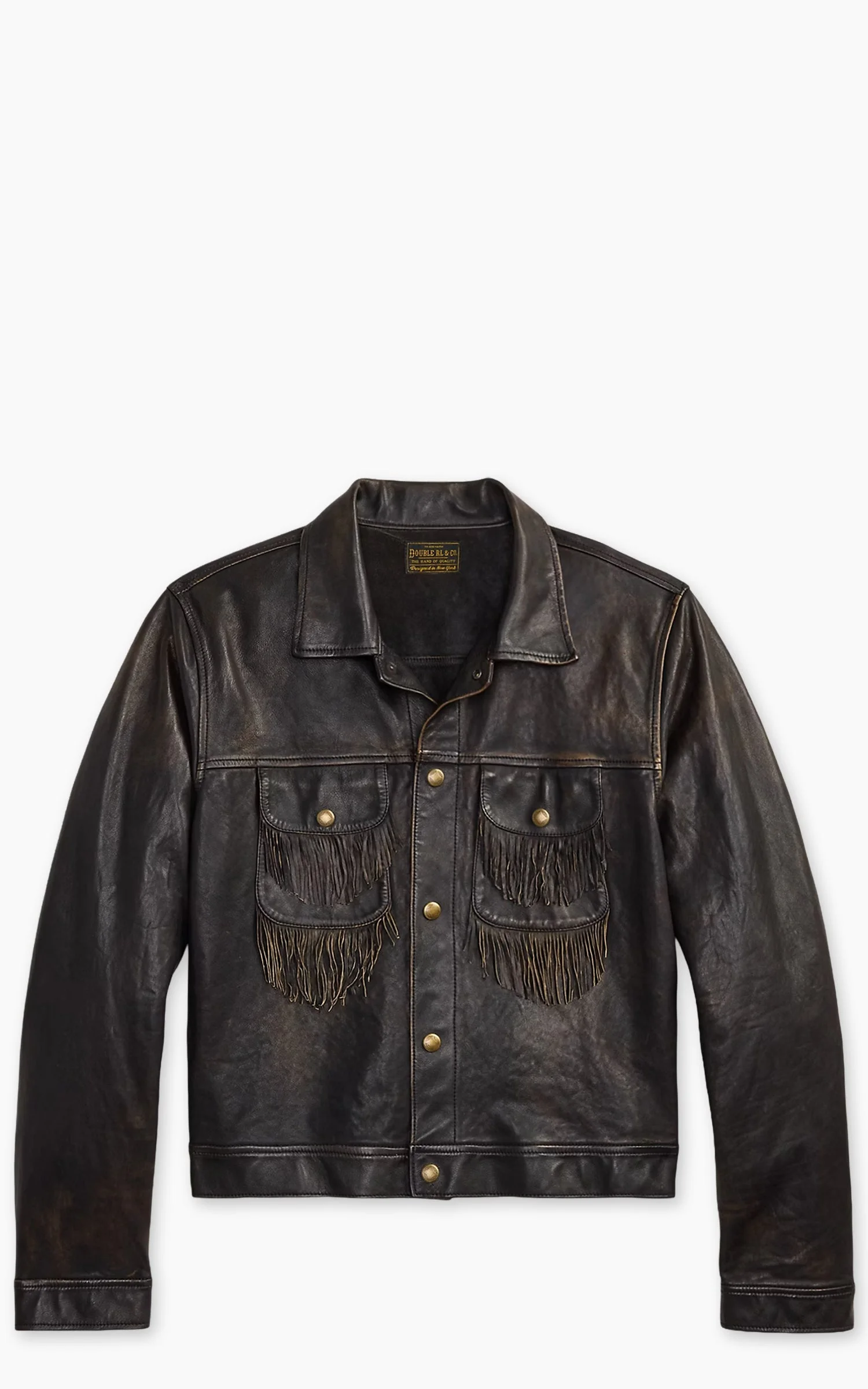 RRL FRINGE LEATHER JACKET VINTAGE BLACK - 1