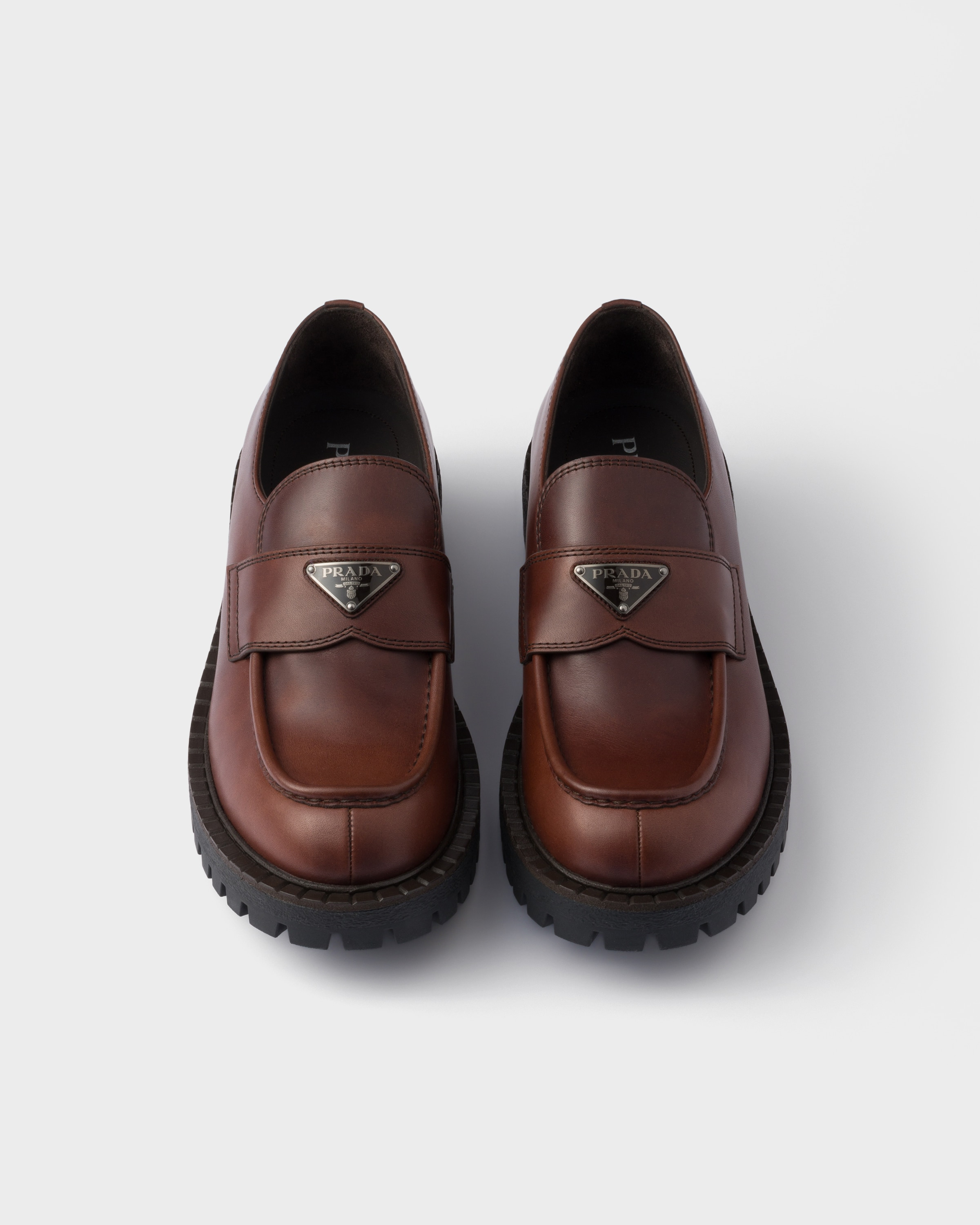 Brushed leather loafers - 4