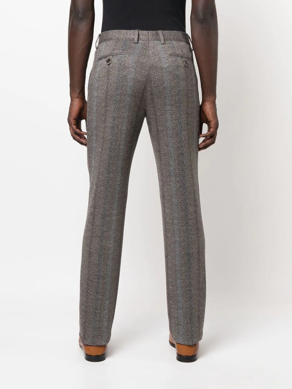 tonal-striped herringbone trousers - 4