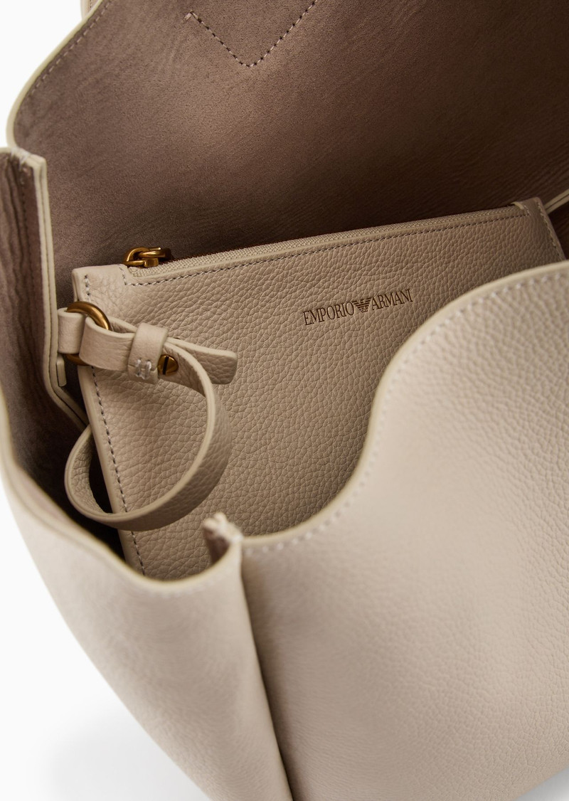 Leather hobo shoulder bag with eagle buckle 4