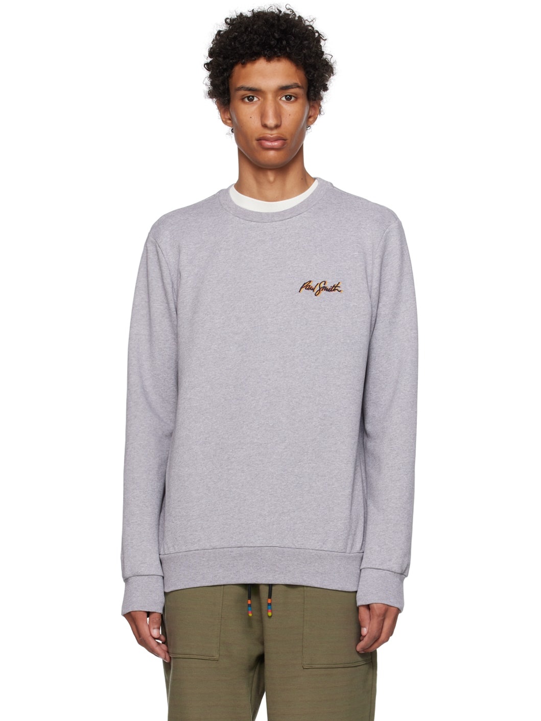 Paul Smith Gray Embroidered Sweatshirt REVERSIBLE