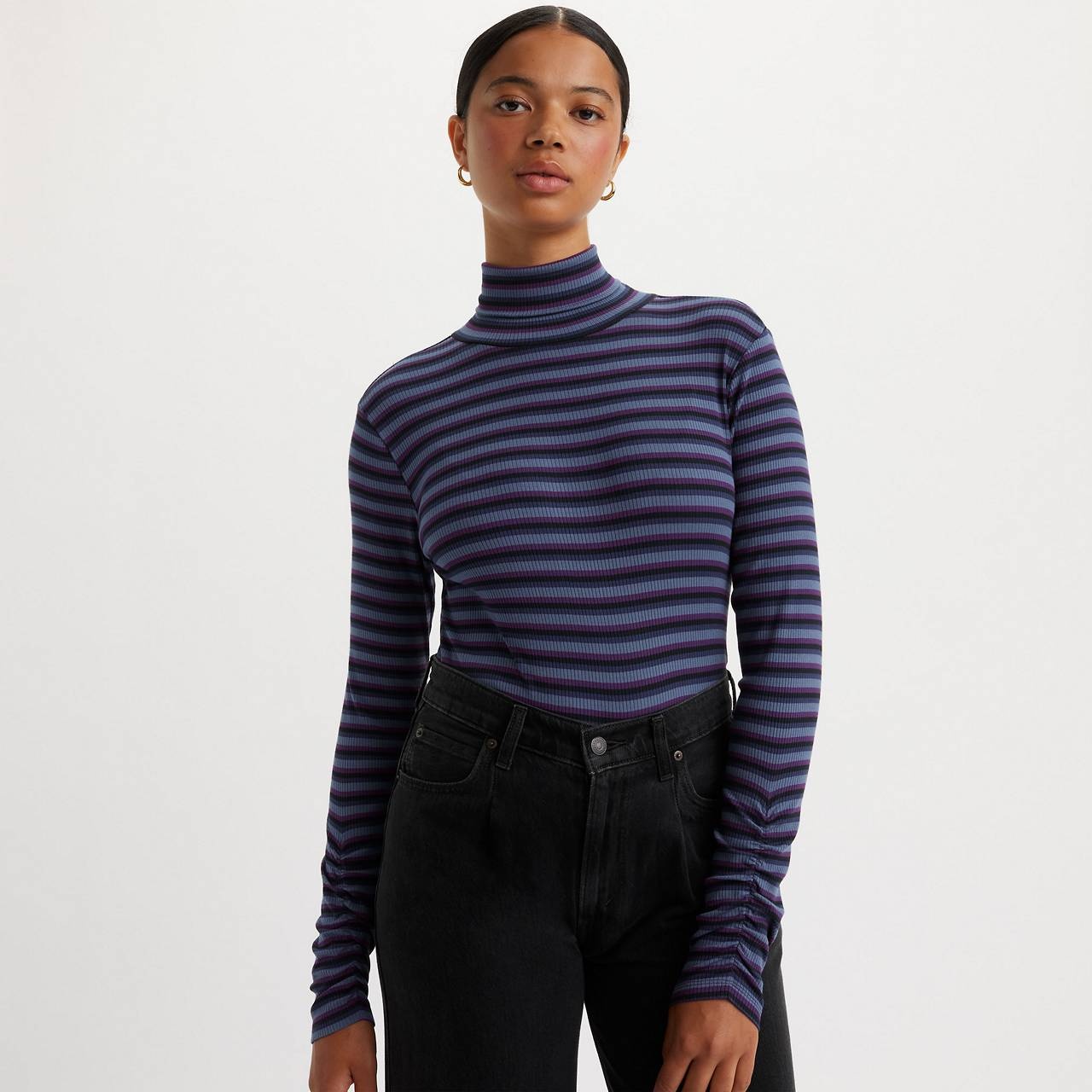 RUCHED TURTLENECK TOP - 2