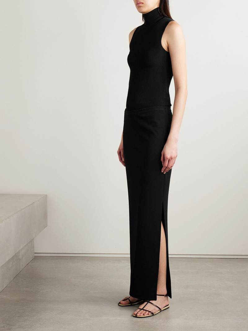 KHAITE Lilth crepe-jersey maxi skirt Black outlook