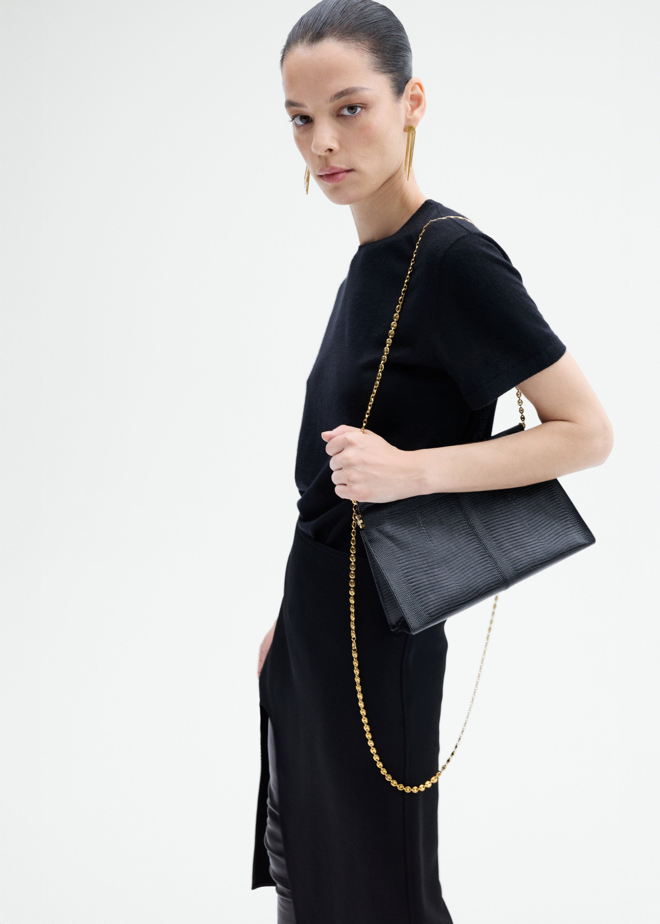 Small Leather Clutch with Chain - 6