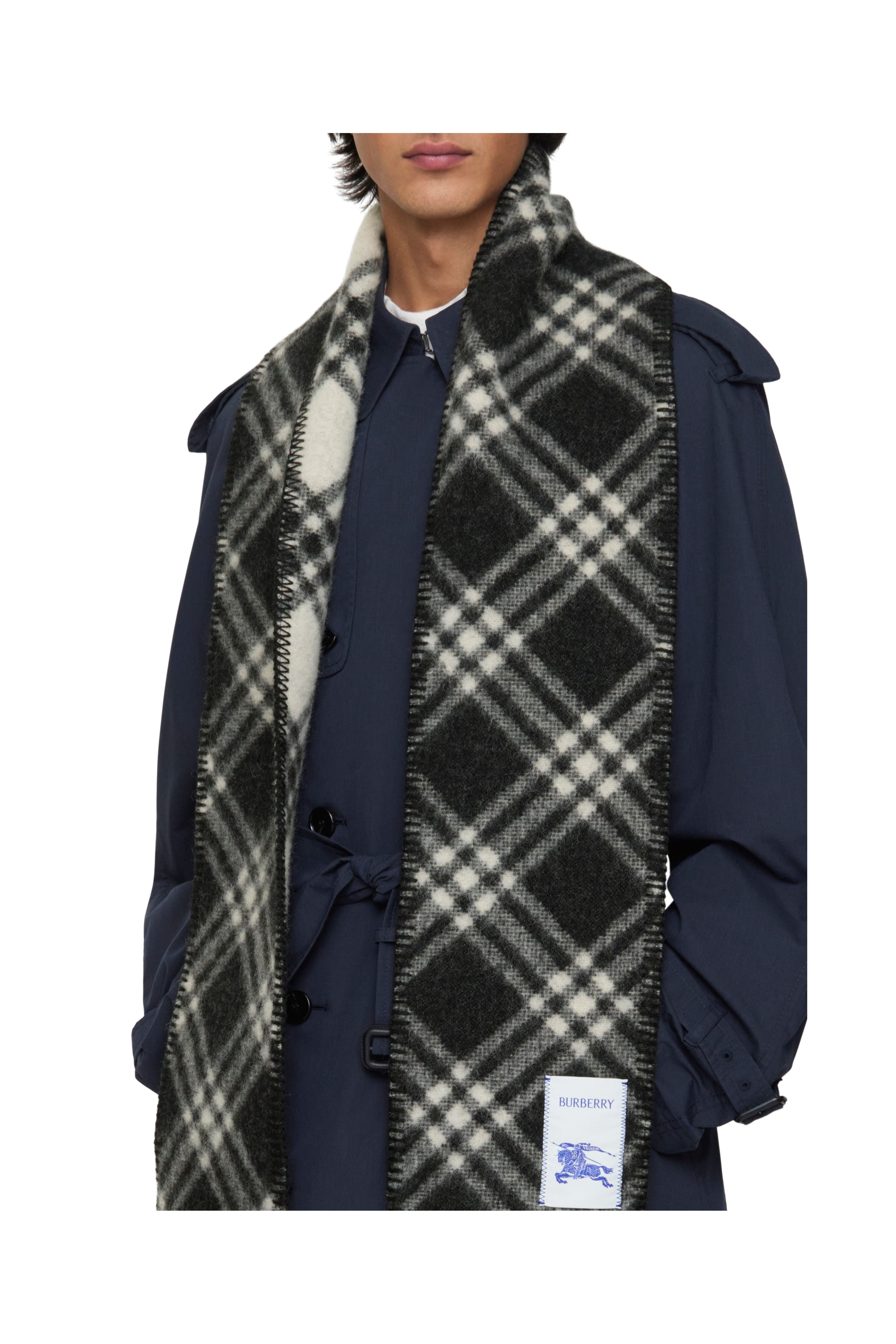 burberry Narrow Check Wool Scarf in Black at Nordstrom - 6