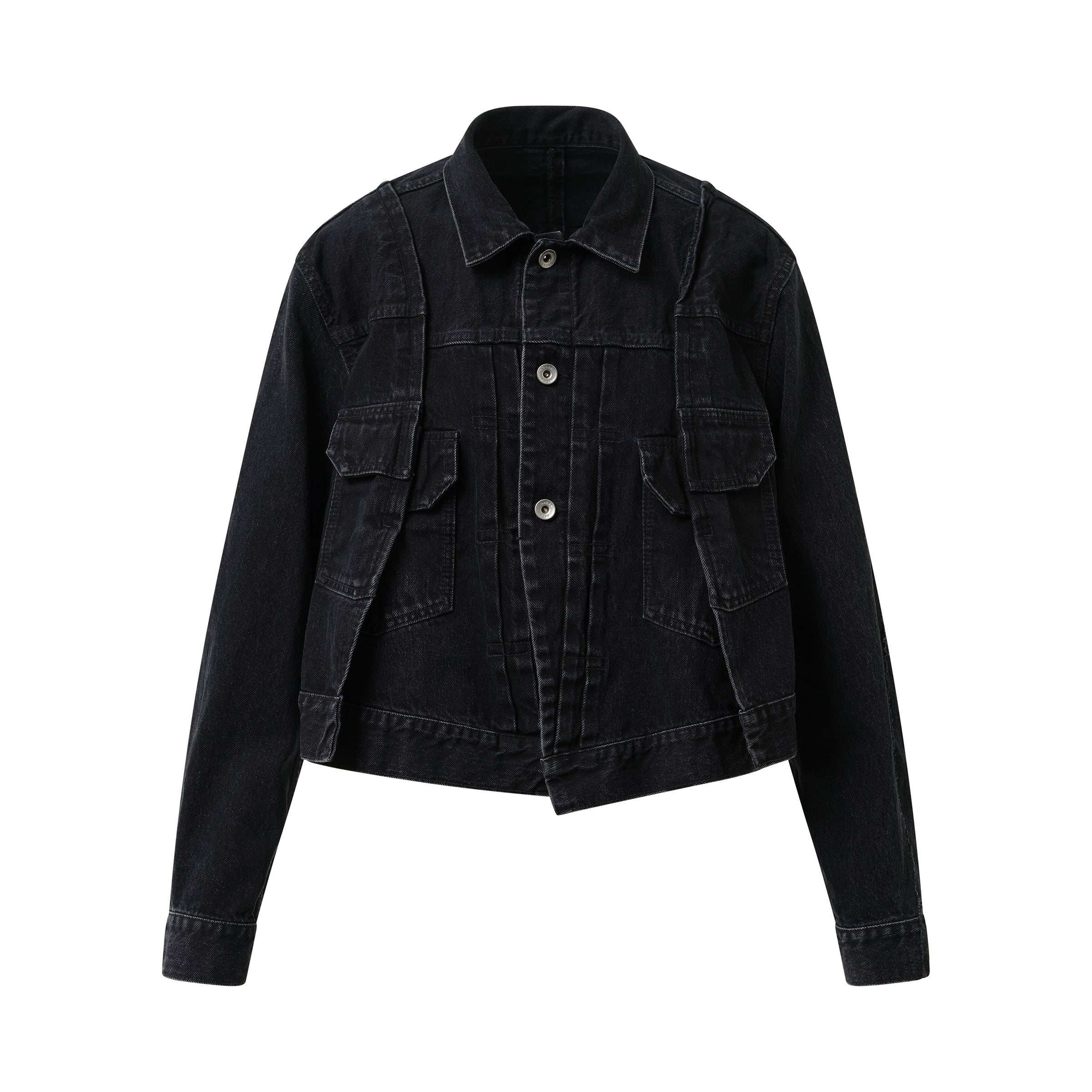 Reconstructed Denim Jacket in Black - 2