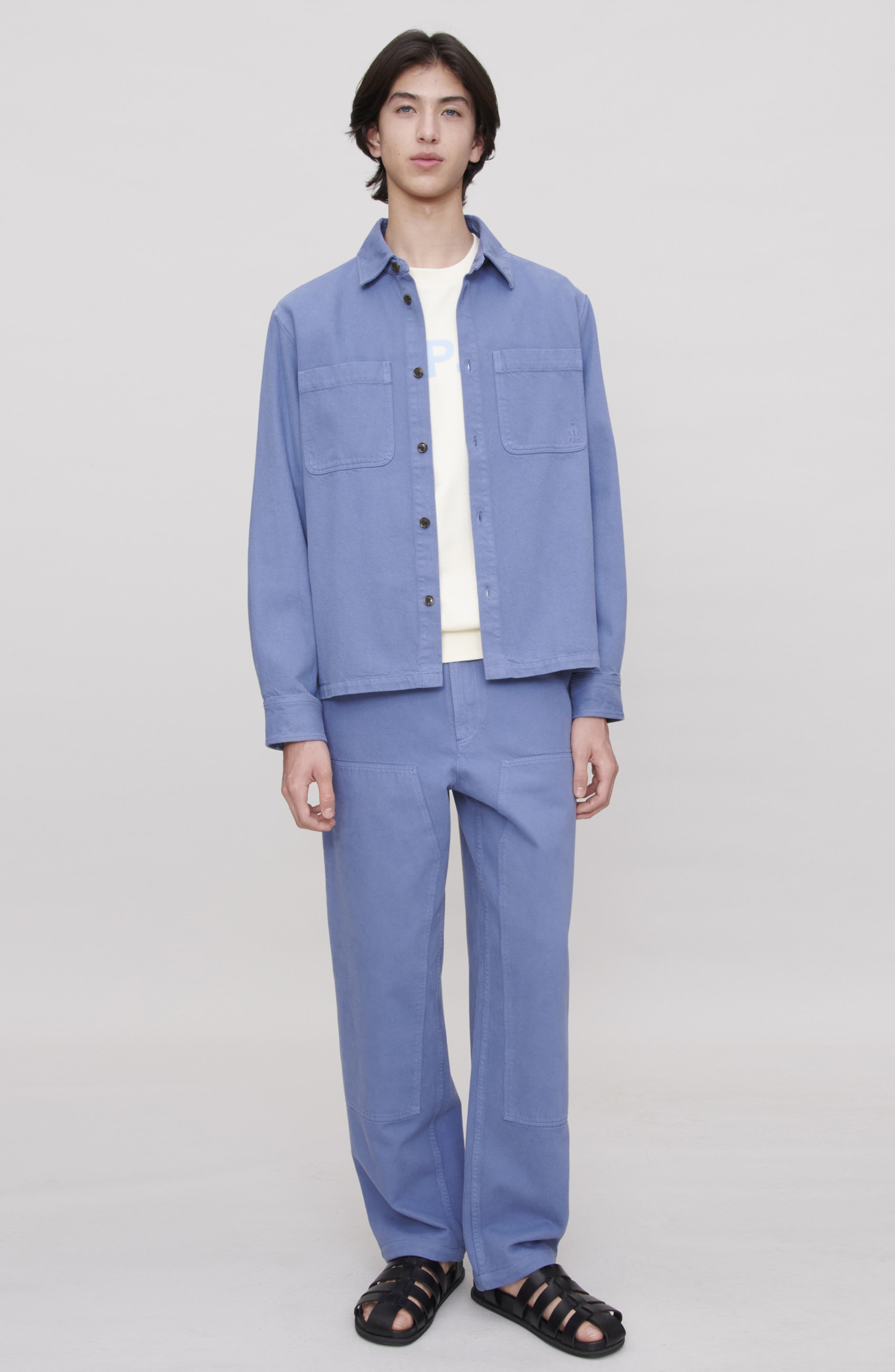 A.P.C. Gustav Loose Fit Organic Cotton Carpenter Pants in Iaa at Nordstrom - 4