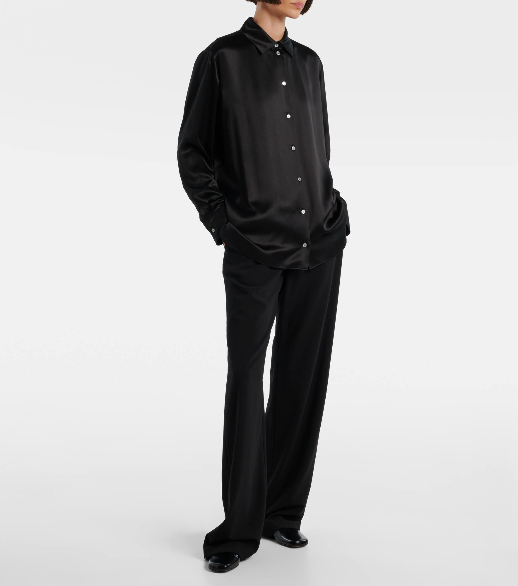 Sisilia oversized silk satin shirt - 2