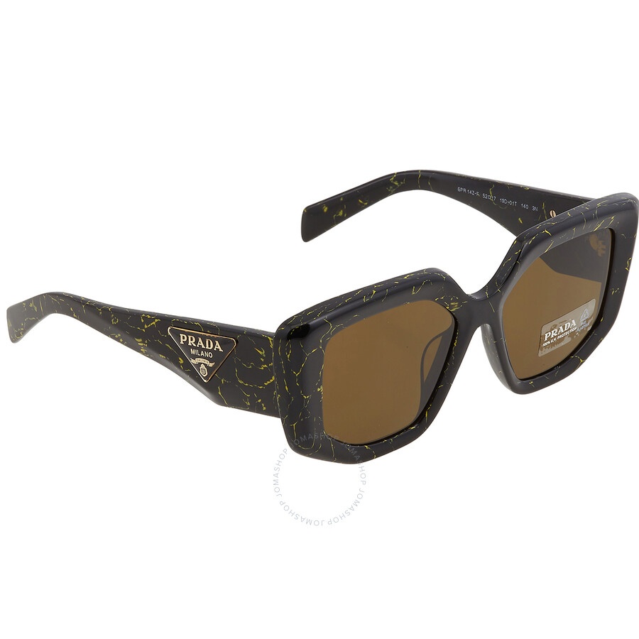 Prada Dark Brown Irregular Ladies Sunglasses PR 14ZSF 19D01T 52 - 2