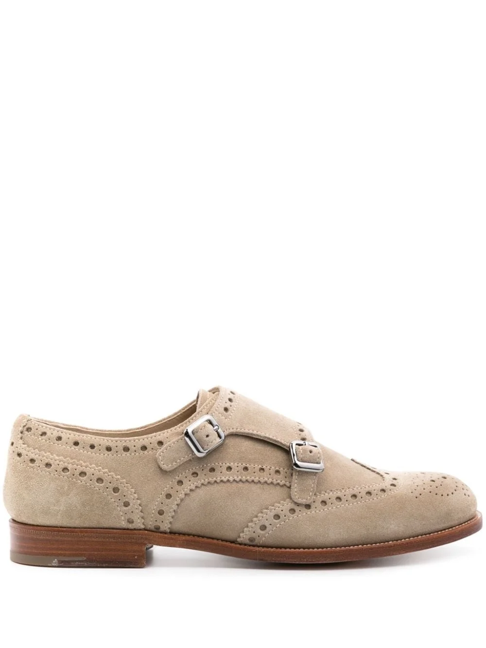 perforated suede monk shoes - 1