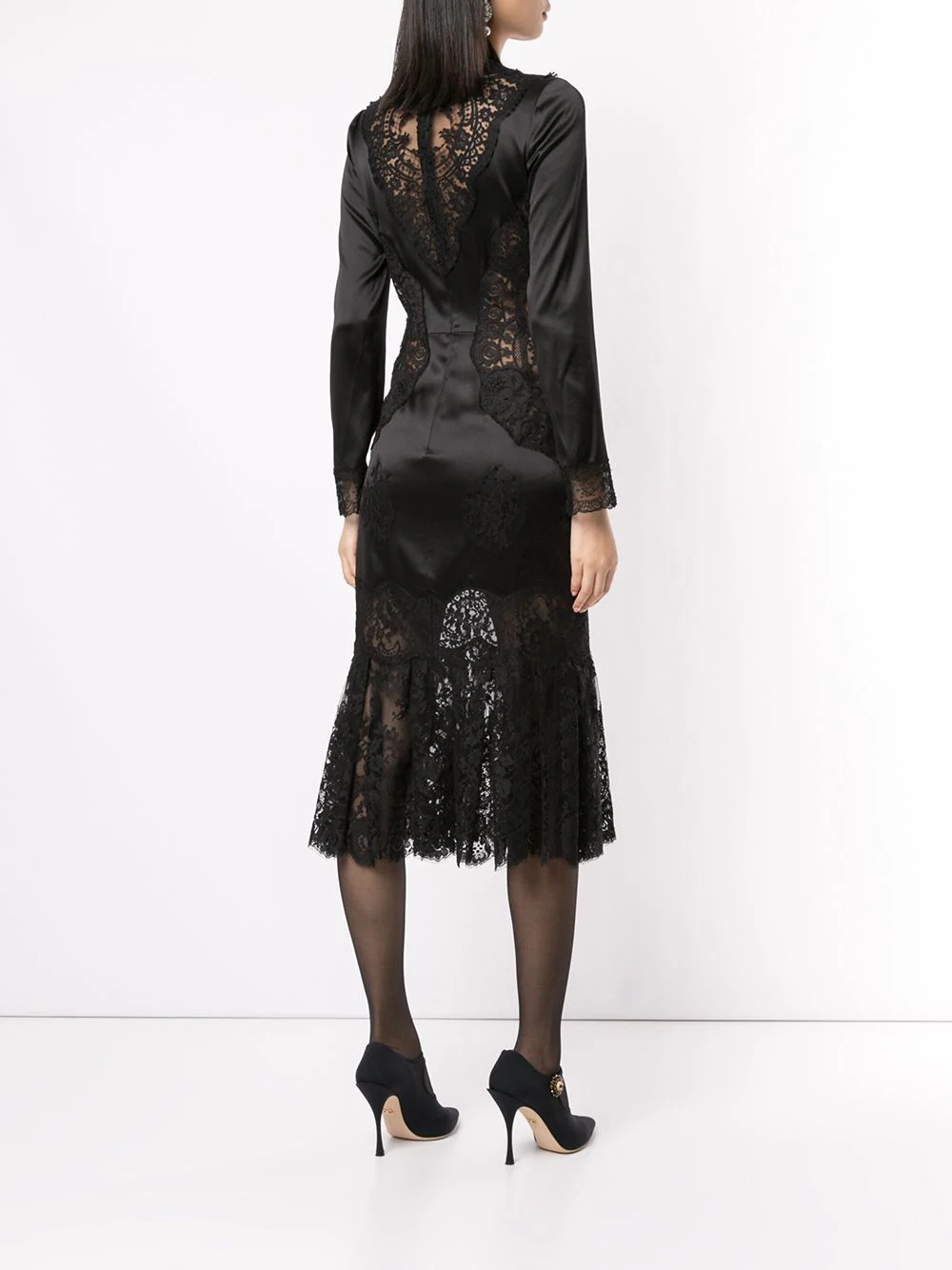 sheer lace panels dress - 4