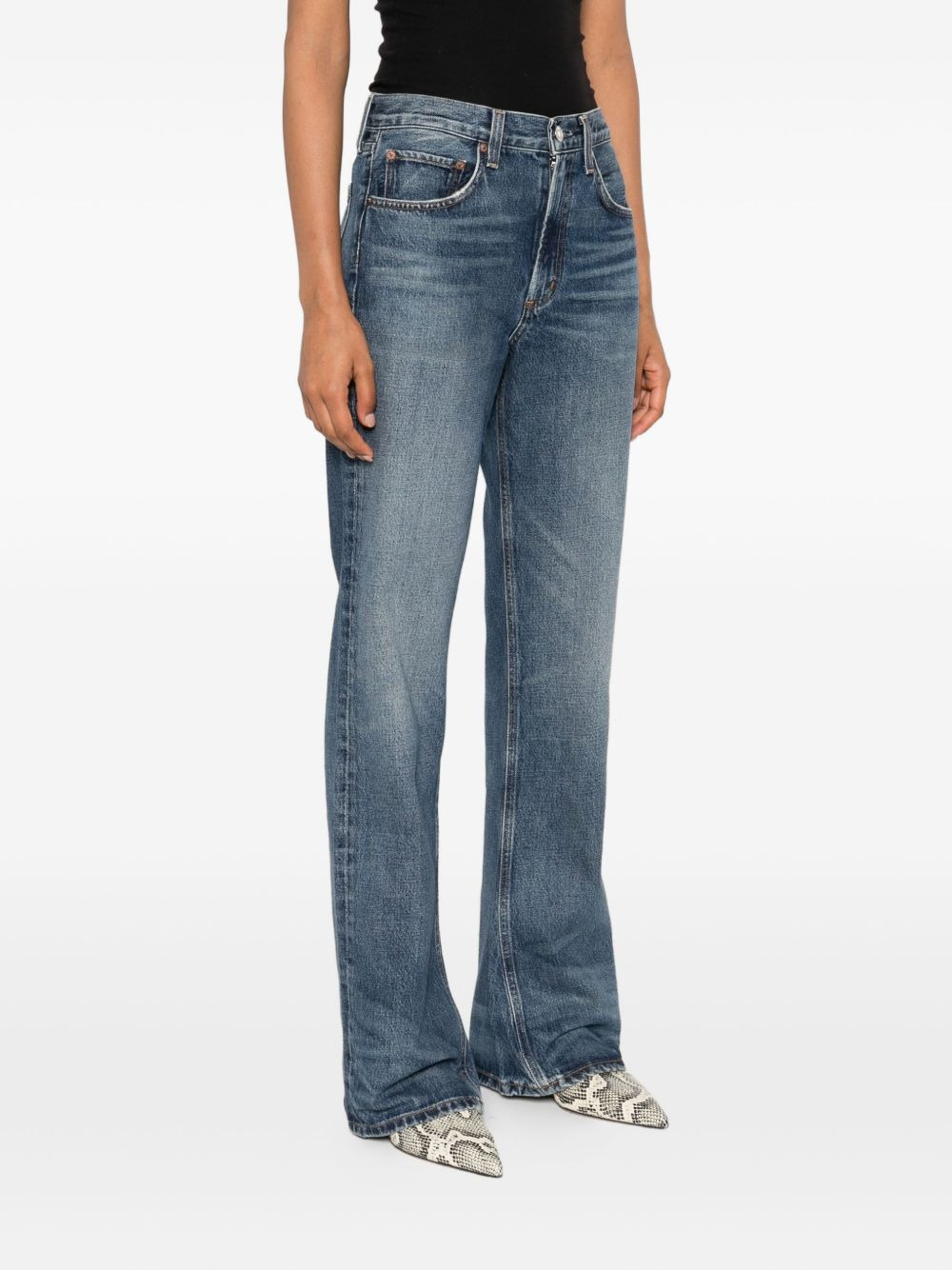 flared regenerative-cotton jeans - 3